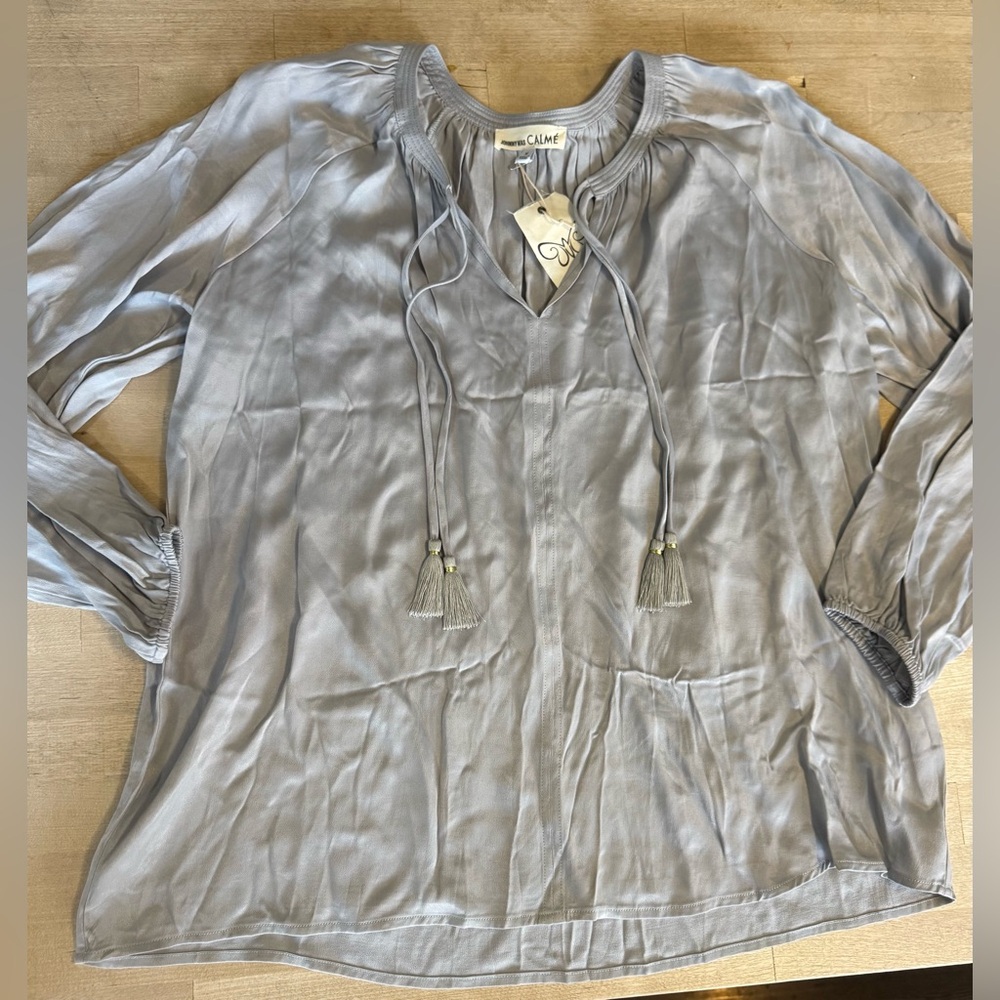 NWT Johnny Was Calme silver peasant Tassel Blouse - Picture 5 of 9